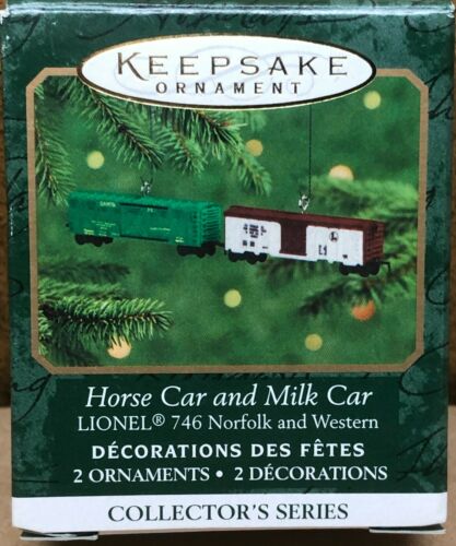 Hallmark Ornament 2000 MINI Lionel Horse Car & Milk Car (Norfolk & Western series)