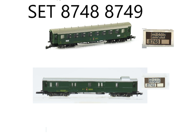 Marklin 8748 8749 SET of 2 Passenger Cars Swiss Green Z SCALE (1:220)
