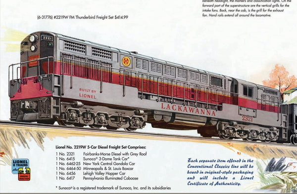 Lionel 6-38302 2321 Lackawanna Gray Top FM (Remake) O SCALE Like New No Box