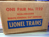 Lionel 1122 Non-derailing remote control O27 one pair Switches Used Original Box As is