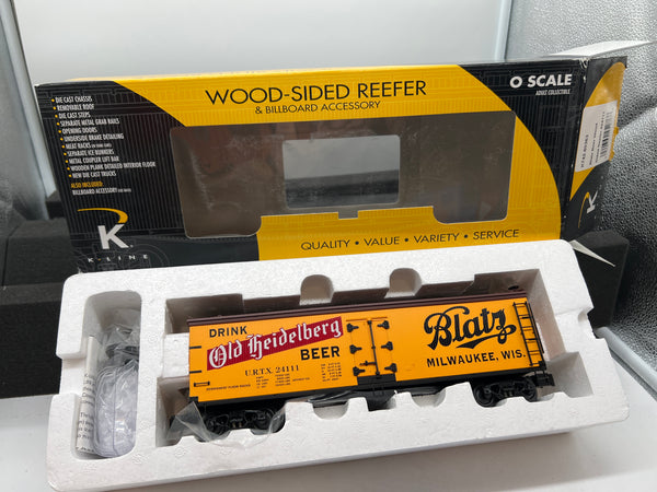 K-Line k742-80363 Blatz Heidelber Beer Woodside Reefer Car Beer Car O SCALE NEW