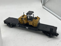 MTH Railking 30-76219 Caterpillar RailKing Flat Car w/(1) CB-534D XW Vibratory Asphalt Compactor O SCALE Used Excellent