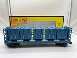 MTH Railking 30-76567 Westinghouse Flat Car - w/Bulkheads & LCL Containers - Westinghouse O SCALE Like New Limited  **Containers Facing Inwards** as is