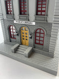 MTH Railking 30-9099 Police Station - Gray & Black  Building **  Sign Modded to Public Library ** O SCALE Used Excellent No Box