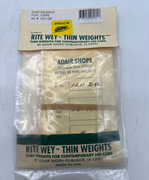 Rite Wey 1211 DR  Adair Shops Thin Weights Custom Rails Flat Car Kit HO SCALE NEW