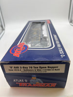 Atlas 910-2 BALTIMORE & OHIO B&O AAR 70 Ton 3-Bay Open Hopper TRAINMAN O Scale Like New