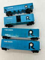 SET OF 4 CARS ROCK ROCK ISLAND BLUE LATCH COUPLERS HO SCALE Used Excellent No Box