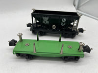 Lionel Set of 2 Tinplate remake Freight Cars 2653 2651 Hopper and Flatcar (2 Pieces) O SCALE Used Excellent No Box