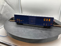 Atlas 2001003-4 CSX Box Car TRAINMAN Blue/Yellow O Scale NEW Damaged Box