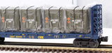 MTH Railking 30-76602 CSX RailKing Flat Car - w/Bulkheads & LCL Containers O SCALE Like New