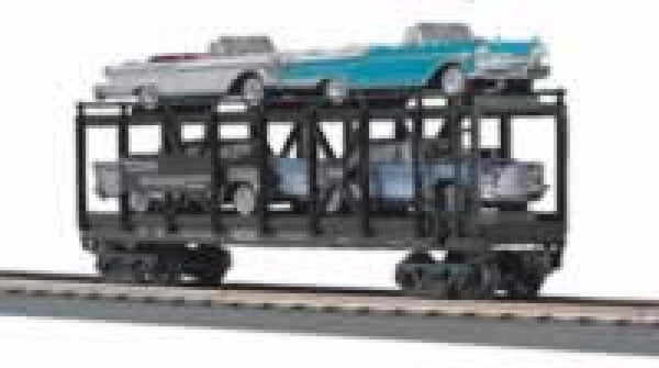 MTH Railking 30-7676 MTH Transport RailKing Auto Carrier Flat Car Contains (2) Ertl '57 Chryslers and (2) Ertl '57 Mercurys O SCALE NEW