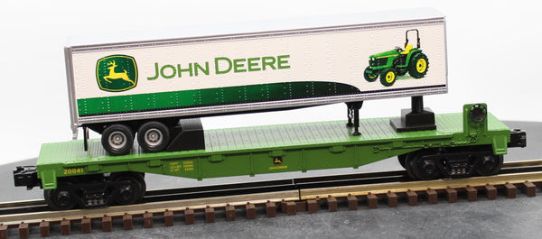 MTH Railking 30-76148 John Deere Flat Car w/40' Trailer O SCALE Used Excellent