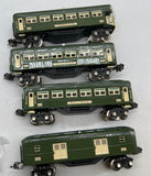 MTH MT-1024 Tinplate 600 Series, Two Tone Green, 4 Car Passenger Set O Scale NEW Damaged Box
