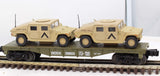 Model Train Sales Inc. DODX-39603  Military Flat Car W/2 M.P. Hummers O SCALE Like New