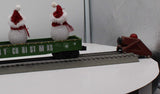 MTH Railking 30-72211 Christmas Gondola Car w/LED Christmas Lights & Lighted Snowmen GREEN O SCALE Used Excellent