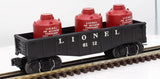 Lionel 6112-1 Post War Celebration black gondola with 3 Red Cannisters (reproduction ) O SCALE Like New