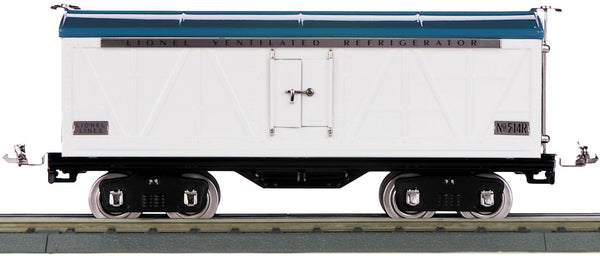 MTH Tinplate 11-30024 Lionel Corporation Tinplate No. 514R Std. Gauge Refrigerator Car White/Blue with Nickel Trim Std. Gauge.  NEW