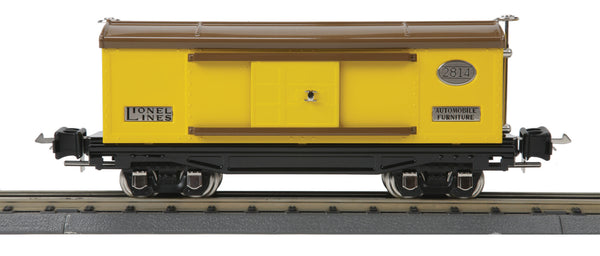 Lionel Tinplate 11-70045 No. 2814 O Gauge Box Car Yellow and Brown With Nickel O Gauge Like New