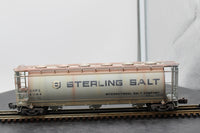 Atlas 6309-2 ACF 3-BAY CYLINDRICAL HOPPER Sterling Salt Freight Car O Scale WEATHERED AS IS Used Excellent