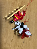 Set of Two Wooden Fire Fighter Ornaments  Used Excellent No Box