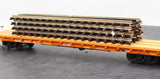 MTH Premier 20-95147 Norfolk Southern 60' Flat Car w(4) ScaleTrax 10" Straights O SCALE Like New Damaged Box