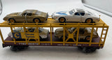 MTH Railking 30-76642 Chessie Auto Carrier Flat Car w/(4) '79 Pontiac Firebird O SCALE Like New