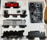 Lionel 6-30018 Pennsylvania Flyer  Set O SCALE (7 stakes are missing from flat car) Used Damaged Box
