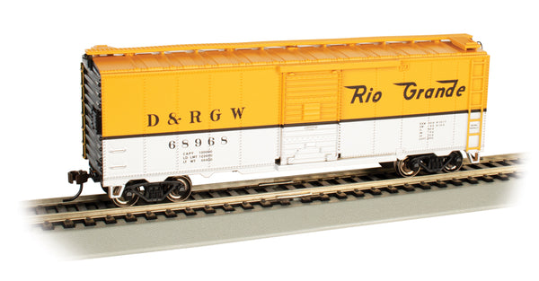 Bachmann 16006 40' BOX CAR - D&RGW #68968 - (YELLOW & SILVER) HO SCALE NEW