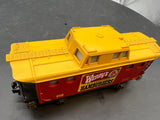 Lionel  6-6449 Wendy's Old Fashioned Hamburgers Red /Yellow caboose 027 O SCALE Used Excellent Damaged Box