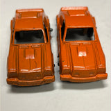 Tootsie Toys Orange Mustangs Set of 2 Metal Cars HO SCALE