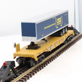 MTH 30-4233B CSX Flat Car w/ 40 ft. trailer O Scale Like New