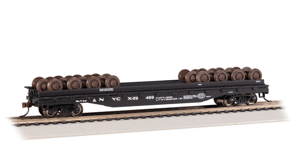 Bachmann 18936 52' WHEEL FLATCAR WITH WHEEL LOAD - NEW YORK CENTRAL #X-29499 HO SCALE NEW