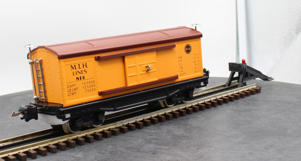 MTH Tinplate 10-3003 800 Series Box Car - Orange/Brown . O SCALE Like New Damaged Box