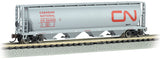 Bachmann 19163 4 BAY CYLINDRICAL GRAIN HOPPER - CANADIAN NATIONAL #382005 N SCALE NEW