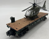 Menards 279-4484 US Army flatcar with military helicopter O SCALE Like New