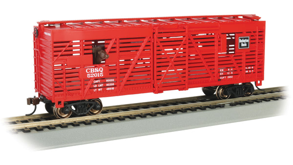 Bachmann 19710 40' ANIMATED STOCK CAR - CB&Q #52025 WITH CATTLE HO SCALE NEW