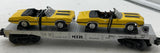 MTH Railking 30-7693 Auto Transportation Flat Car w/ 2 Ertl Cutless Olds 1970s 442 cars O SCALE Like New