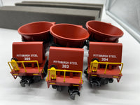 MTH Premier 20-90041 Pittsburgh Steel 3-Car Slag Car Set #383, #394, #389. O SCALE NEW