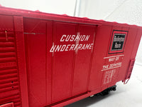 Atlas 7530 ACF 60' S.D. BURLINGTON DECORATED AUTO PARTS BOX CAR 2 rail O SCALE WEATHERED / CUSTOM decorated AS IS Used Damaged Box