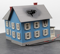 MTH Railking 30-9139 Farm House On Fire Blue & White O SCALE Like New