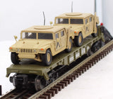Model Train Sales Inc. DODX-39603  Military Flat Car W/2 M.P. Hummers O SCALE Like New