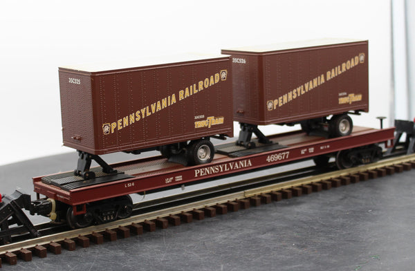 MTH Premier 20-98104 Pennsylvania Flat Car with 2 Trailers O SCALE Used Excellent
