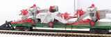 Right of Way Ind. 10858 C&NW Flat Car w/3 Case Combines O SCALE (missing 1/2 pick up wheel on combine) Used