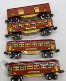 MTH MT-1025 Tinplate 600 Series Terra Cotta 4-Car Passenger Set  O SCALE Like New Damaged Box