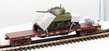 MTH Premier 20-98743 Union Pacific 50-Ton 41' Wood Flat Car w/(1) Sherman Tank O SCALE Like New