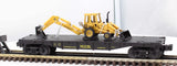MTH 30-7606 MTH Lines w/Backhoe Flat Car RailKing O Scale Used Damaged Box