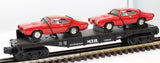 MTH Railking 30-7639 Auto Transportation Flat Car w/1968 GTO Color- Red O SCALE Like New