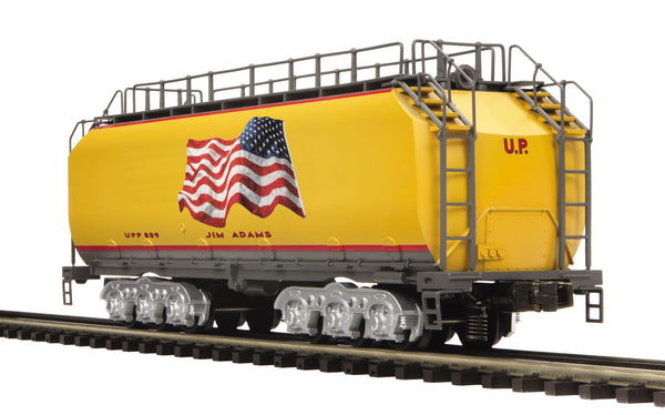 MTH Premier 20-3855 Union Pacific UP Auxiliary Water Tender I (Hi-Rail Wheels) with American Flag - Cab No. UPP 809 Limited