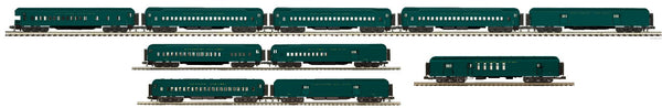 MTH Premier 20-40046 Baltimore & Ohio B&O 70' Madison 5 car set with Comb/Diner 2 pack, RPO Passenger car and Baggage / Coach Green