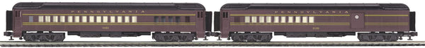 MTH Premier 20-4173 Pennsylvania PRR 2-Car 70' Madison Coach/Din Passenger Set O SCALE Like New